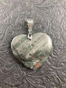 Heart Shaped Cherry Orchard Jasper Bloodstone Jewelry Pendant Crystal Ornament #fS4Z9PWW3dQ