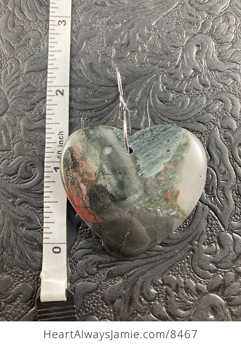 Heart Shaped Cherry Orchard Jasper Bloodstone Jewelry Pendant Crystal Ornament - #UnGP5vurXxk-5