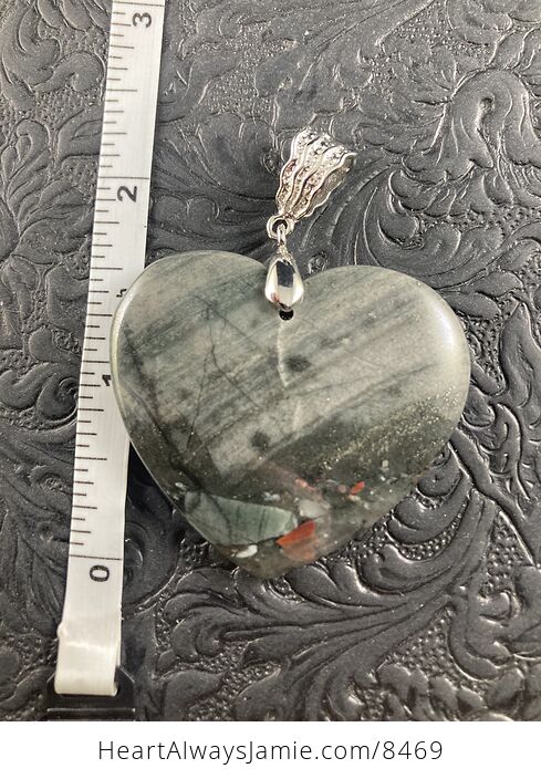 Heart Shaped Cherry Orchard Jasper Bloodstone Jewelry Pendant Crystal Ornament - #fS4Z9PWW3dQ-5