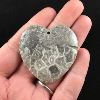 Heart Shaped Coral Fossil Stone Jewelry Pendant #713RMpZWc5M