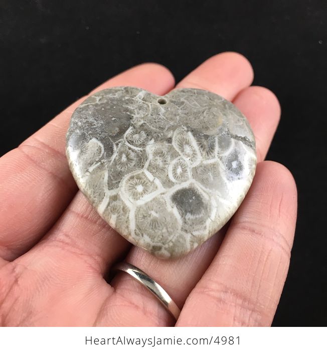 Heart Shaped Coral Fossil Stone Jewelry Pendant - #713RMpZWc5M-2
