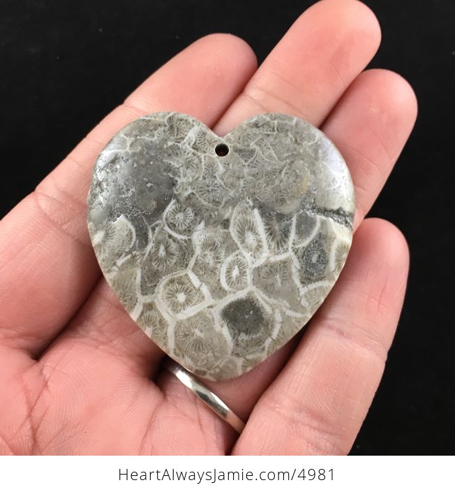 Heart Shaped Coral Fossil Stone Jewelry Pendant - #713RMpZWc5M-1