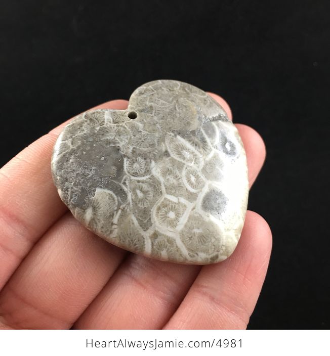 Heart Shaped Coral Fossil Stone Jewelry Pendant - #713RMpZWc5M-3