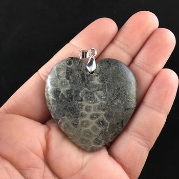 Heart Shaped Coral Fossil Stone Pendant Jewelry #2Qs8t6kIdYk