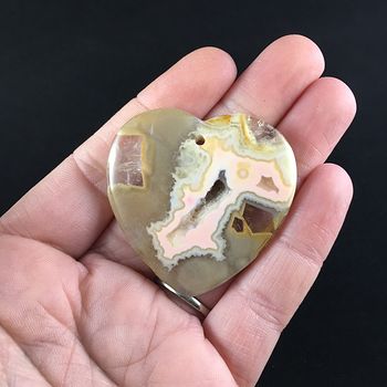 Heart Shaped Crazy Lace Agate Stone Jewelry Pendant #1F5MoIJQIuk