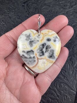 Heart Shaped Crazy Lace Agate Stone Jewelry Pendant #ZYkGjoKAldQ