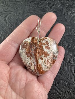 Heart Shaped Crazy Lace Agate Stone Jewelry Pendant #cUEPmWDNmgs