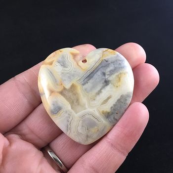 Heart Shaped Crazy Lace Agate Stone Jewelry Pendant #gPnBHqJmF3s