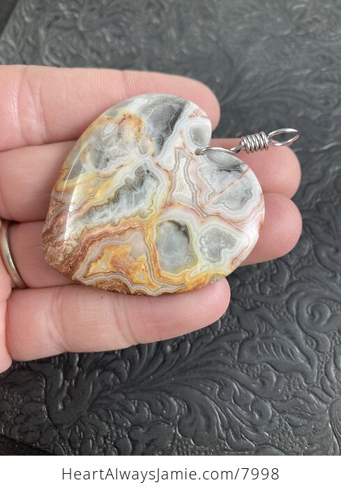 Heart Shaped Crazy Lace Agate Stone Jewelry Pendant - #1CYeT2AnHXQ-6