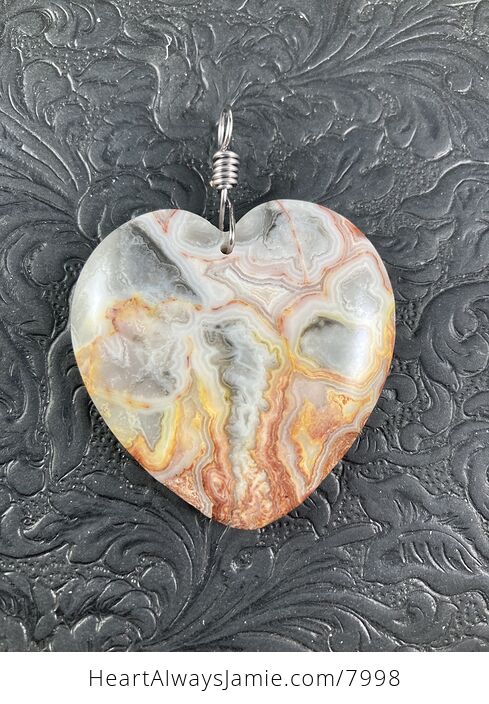 Heart Shaped Crazy Lace Agate Stone Jewelry Pendant - #1CYeT2AnHXQ-4