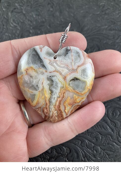Heart Shaped Crazy Lace Agate Stone Jewelry Pendant - #1CYeT2AnHXQ-1