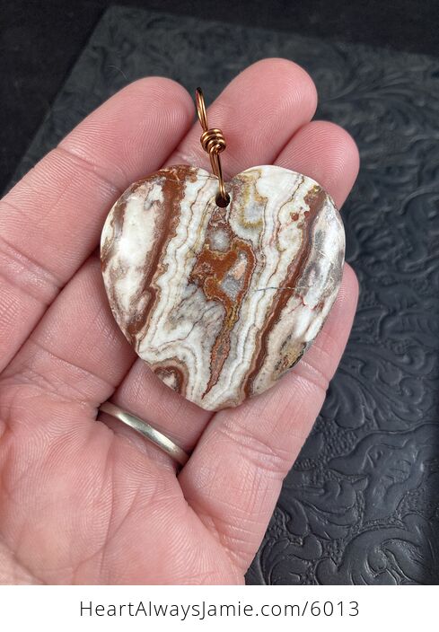 Heart Shaped Crazy Lace Agate Stone Jewelry Pendant - #81a8wPHQezQ-2
