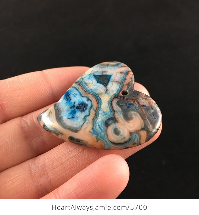 Heart Shaped Crazy Lace Agate Stone Jewelry Pendant - #RlFltxkGwLM-3
