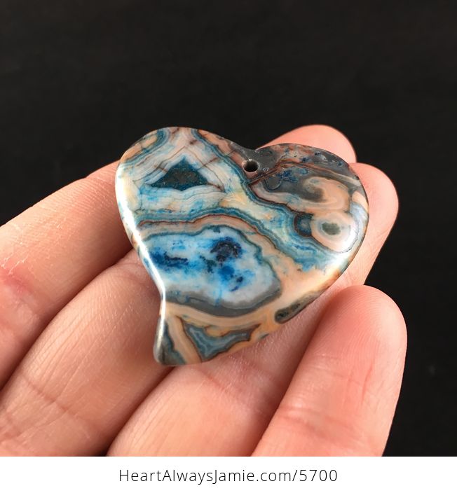 Heart Shaped Crazy Lace Agate Stone Jewelry Pendant - #RlFltxkGwLM-2