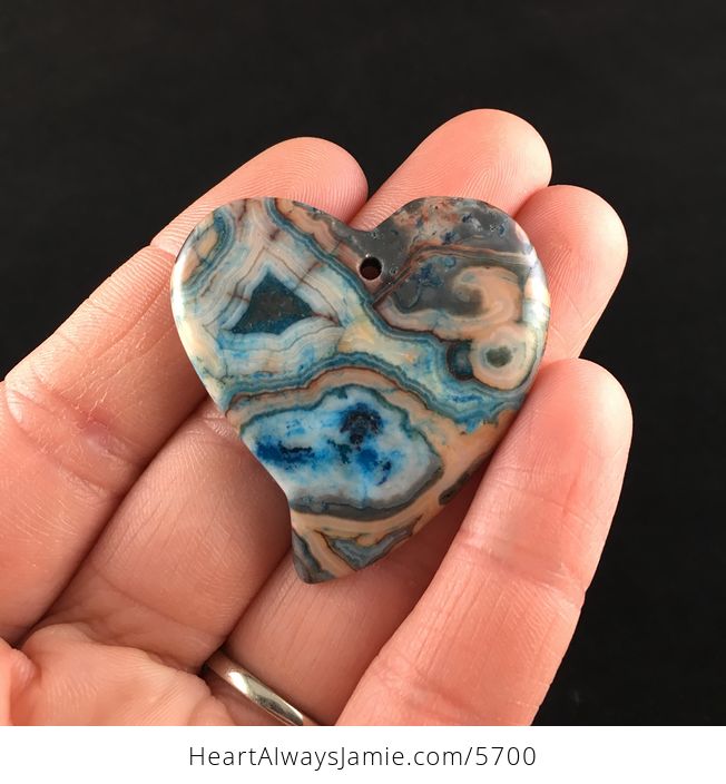 Heart Shaped Crazy Lace Agate Stone Jewelry Pendant - #RlFltxkGwLM-1