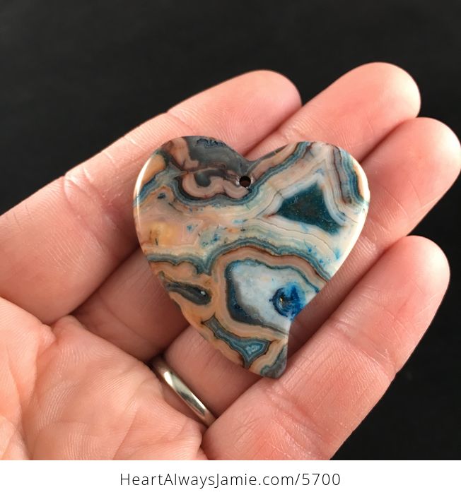 Heart Shaped Crazy Lace Agate Stone Jewelry Pendant - #RlFltxkGwLM-6