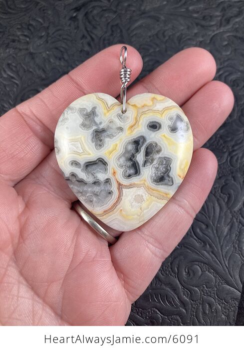 Heart Shaped Crazy Lace Agate Stone Jewelry Pendant - #ZYkGjoKAldQ-1