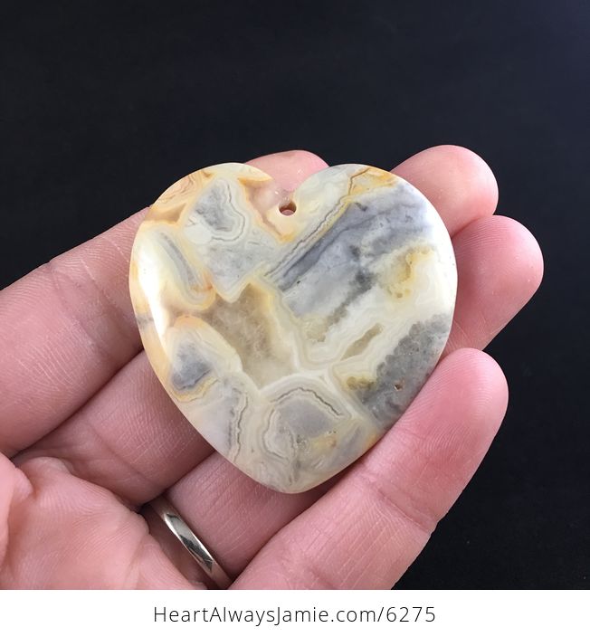 Heart Shaped Crazy Lace Agate Stone Jewelry Pendant - #gPnBHqJmF3s-1