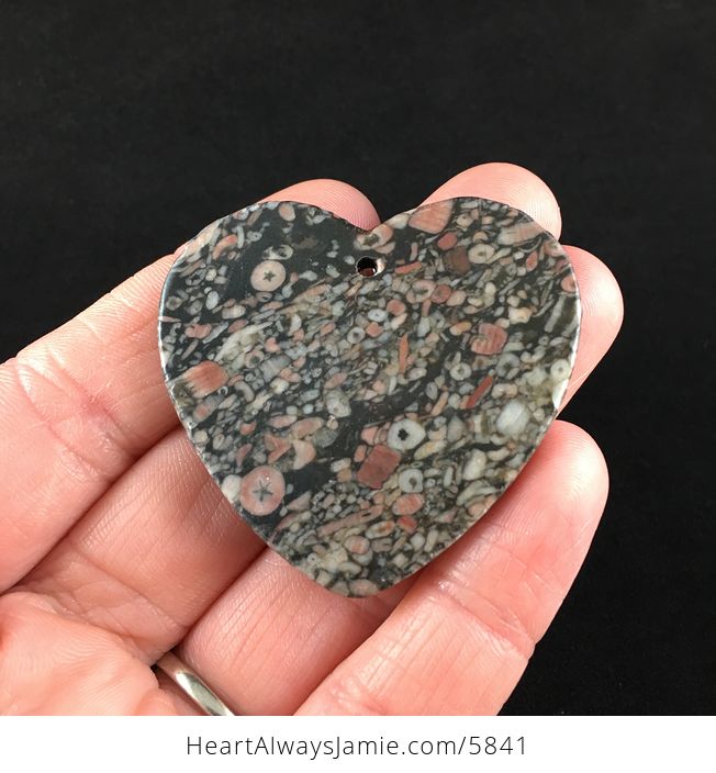 Heart Shaped Crinoid Fossil Stone Jewelry Pendant - #YiIxRZzMFOw-6