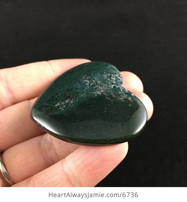Heart Shaped Dark Green Moss Agate Stone Jewelry Pendant - #ActgmjRePKo-3