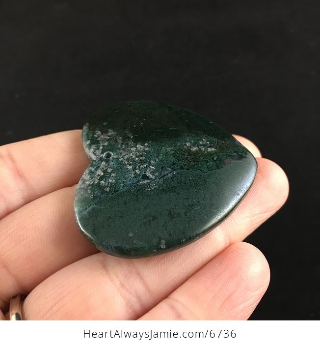 Heart Shaped Dark Green Moss Agate Stone Jewelry Pendant - #ActgmjRePKo-4