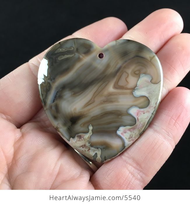 Heart Shaped Dragon Veins Agate Stone Jewelry Pendant - #hg0psqlysRc-1
