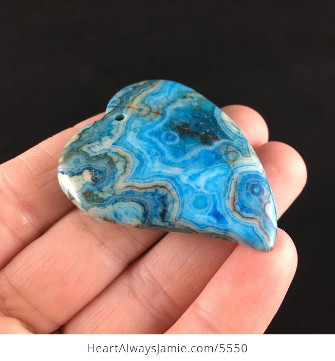 Heart Shaped Drusy Blue Crazy Lace Agate Stone Jewelry Pendant - #zOybbZ38IRg-4