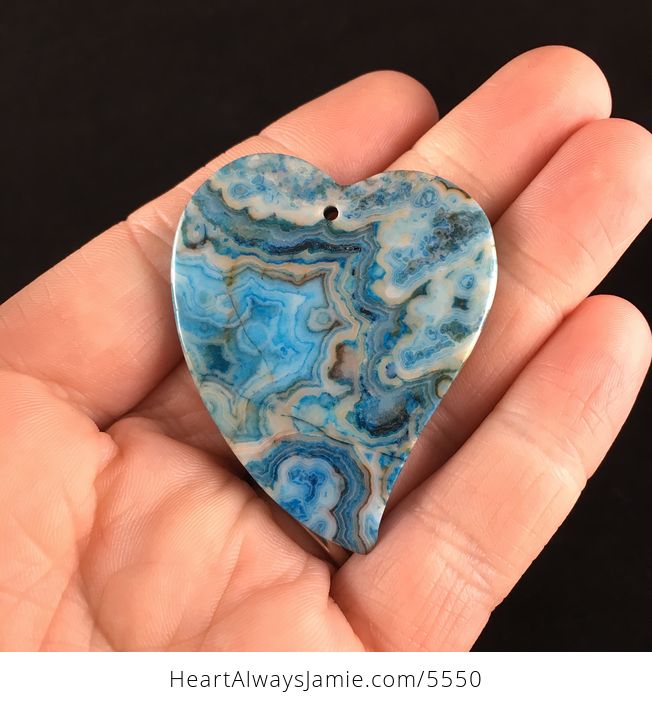 Heart Shaped Drusy Blue Crazy Lace Agate Stone Jewelry Pendant - #zOybbZ38IRg-6