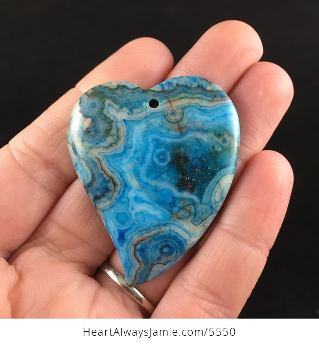 Heart Shaped Drusy Blue Crazy Lace Agate Stone Jewelry Pendant - #zOybbZ38IRg-1