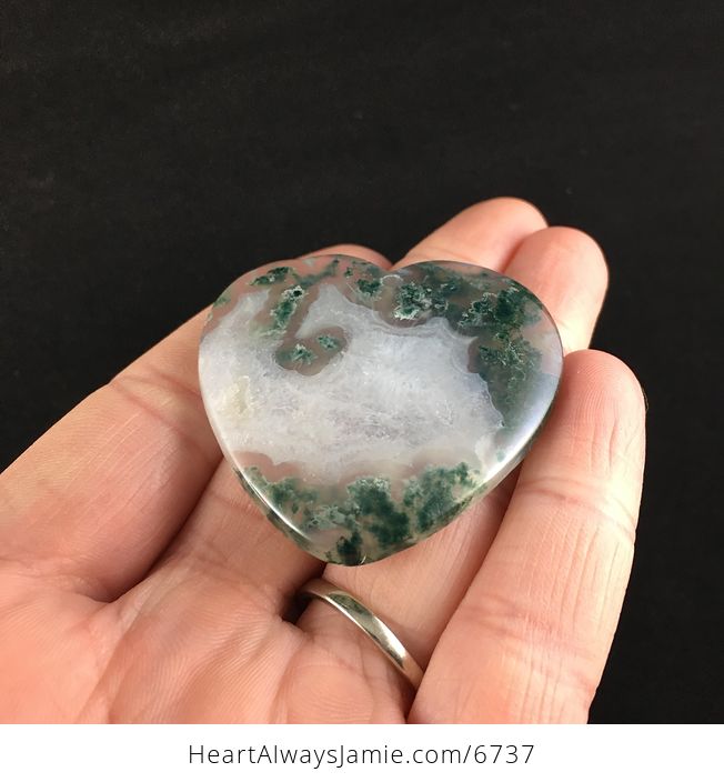 Heart Shaped Drusy Moss Agate Stone Jewelry Pendant - #vI2EZv0RDCk-2