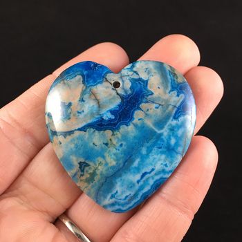Heart Shaped Druzy Blue Crazy Lace Agate Stone Jewelry Pendant #goH0TntGONI
