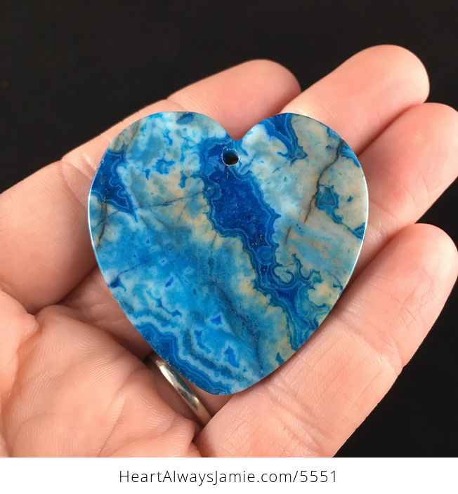 Heart Shaped Druzy Blue Crazy Lace Agate Stone Jewelry Pendant - #goH0TntGONI-6
