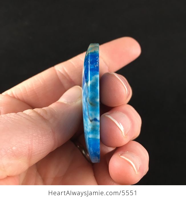 Heart Shaped Druzy Blue Crazy Lace Agate Stone Jewelry Pendant - #goH0TntGONI-5