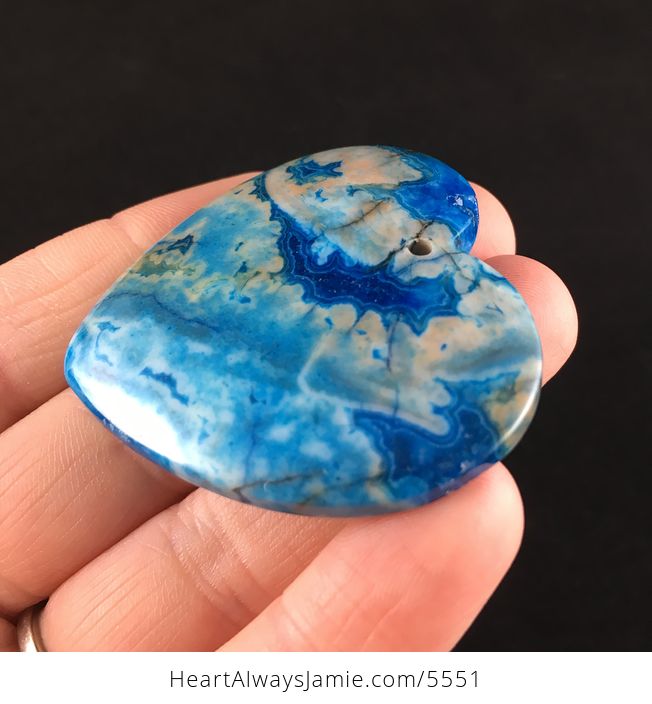 Heart Shaped Druzy Blue Crazy Lace Agate Stone Jewelry Pendant - #goH0TntGONI-3