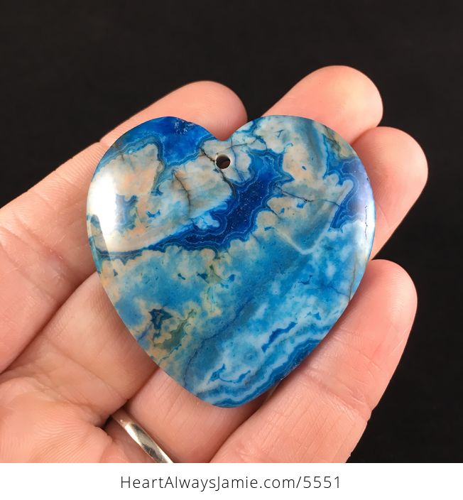 Heart Shaped Druzy Blue Crazy Lace Agate Stone Jewelry Pendant - #goH0TntGONI-1