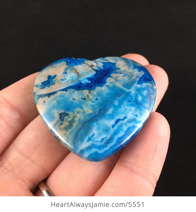 Heart Shaped Druzy Blue Crazy Lace Agate Stone Jewelry Pendant - #goH0TntGONI-2