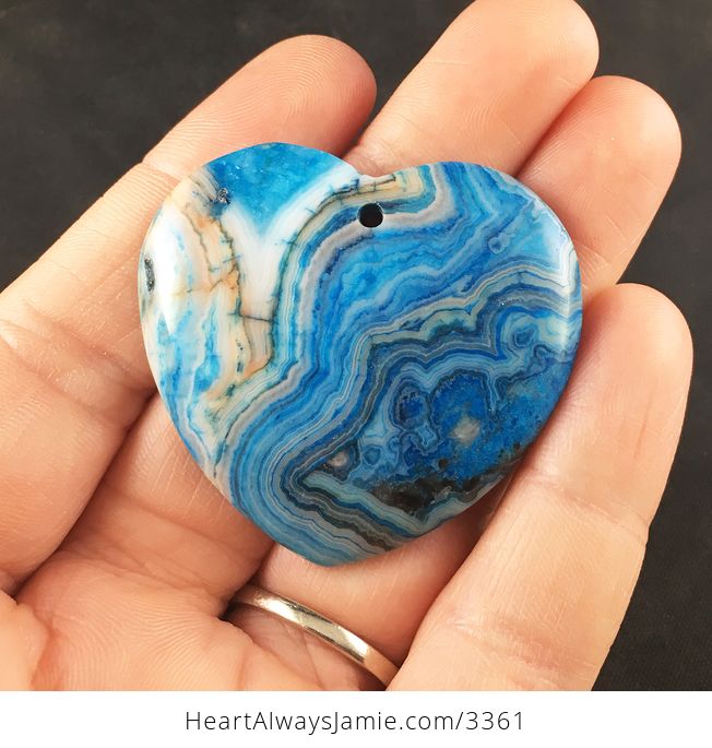 Heart Shaped Druzy Blue Crazy Lace Agate Stone Pendant Jewelry - #Mwoa0bDh6zY-1