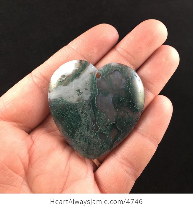 Heart Shaped Druzy Moss Agate Stone Jewelry Pendant - #FSPVZlHhkxI-1