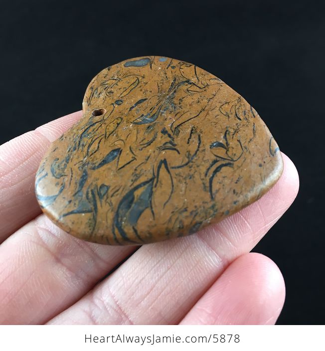 Heart Shaped Elephant Skin Jasper Calligraphy or Miriam Stone Jewelry Pendant - #TmR52VjBqzE-4