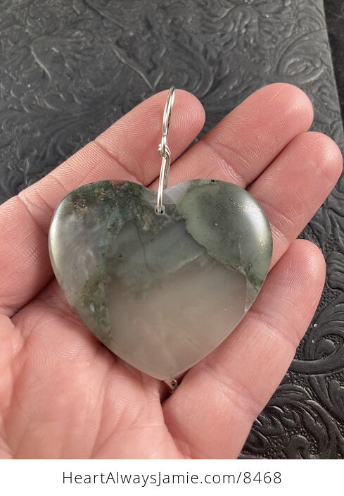 Heart Shaped Gray African Blood Stone Jewelry Pendant Crystal Ornament - #0lu0paDPgdY-1