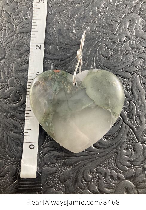 Heart Shaped Gray African Blood Stone Jewelry Pendant Crystal Ornament - #0lu0paDPgdY-5