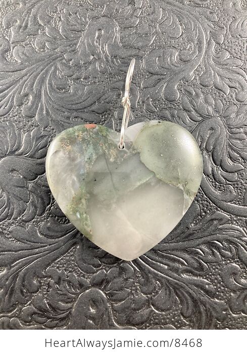 Heart Shaped Gray African Blood Stone Jewelry Pendant Crystal Ornament - #0lu0paDPgdY-4