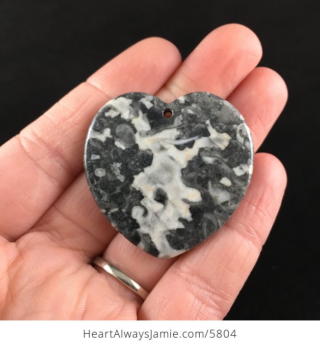 Heart Shaped Gray Longfen Stone Jewelry Pendant - #tNNo1kHo8tc-6