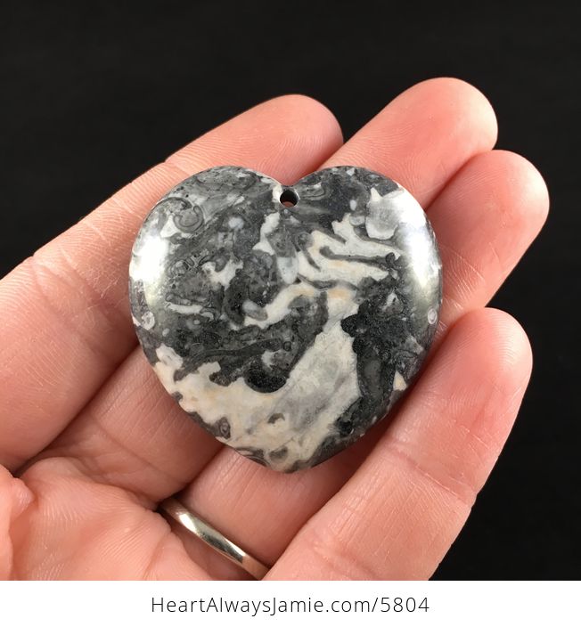 Heart Shaped Gray Longfen Stone Jewelry Pendant - #tNNo1kHo8tc-1