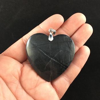 Heart Shaped Gray Picasso Jasper Stone Pendant Jewelry #3q8Lh2jUA3E
