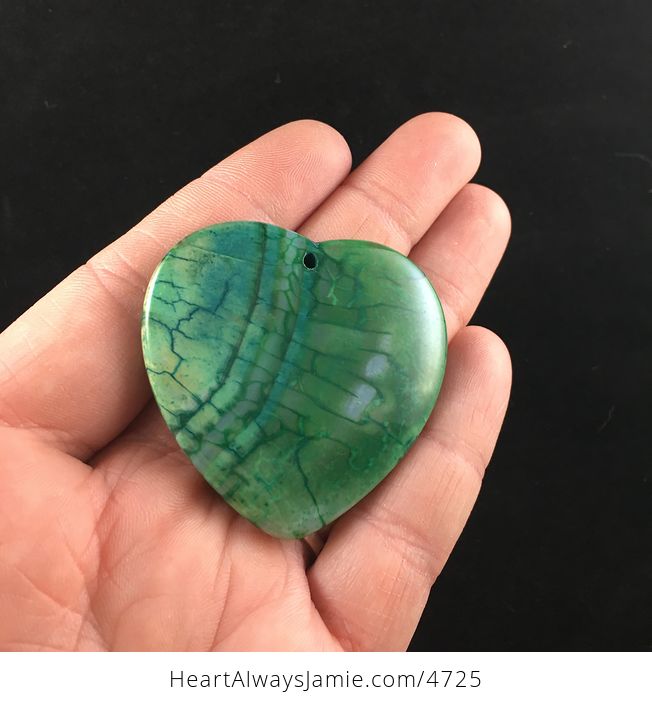 Heart Shaped Green Dragon Veins Agate Stone Jewelry Pendant - #LmFRRwmVbPo-2