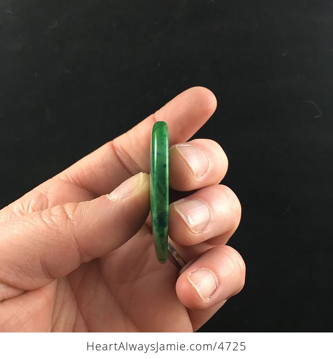 Heart Shaped Green Dragon Veins Agate Stone Jewelry Pendant - #LmFRRwmVbPo-4