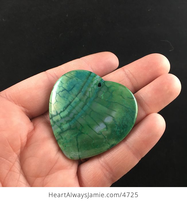 Heart Shaped Green Dragon Veins Agate Stone Jewelry Pendant - #LmFRRwmVbPo-3