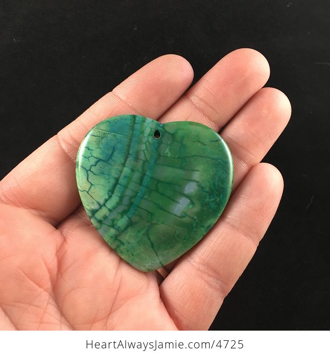 Heart Shaped Green Dragon Veins Agate Stone Jewelry Pendant - #LmFRRwmVbPo-1