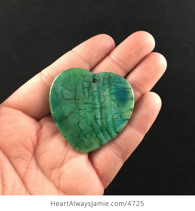 Heart Shaped Green Dragon Veins Agate Stone Jewelry Pendant - #LmFRRwmVbPo-5